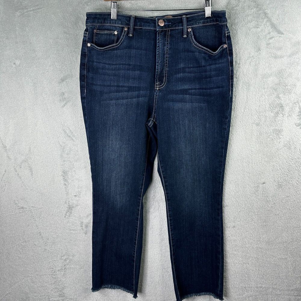 Seven7 Fashion Jean Womens 14 blue frayed‎ hem stretch denim 34x25.5
